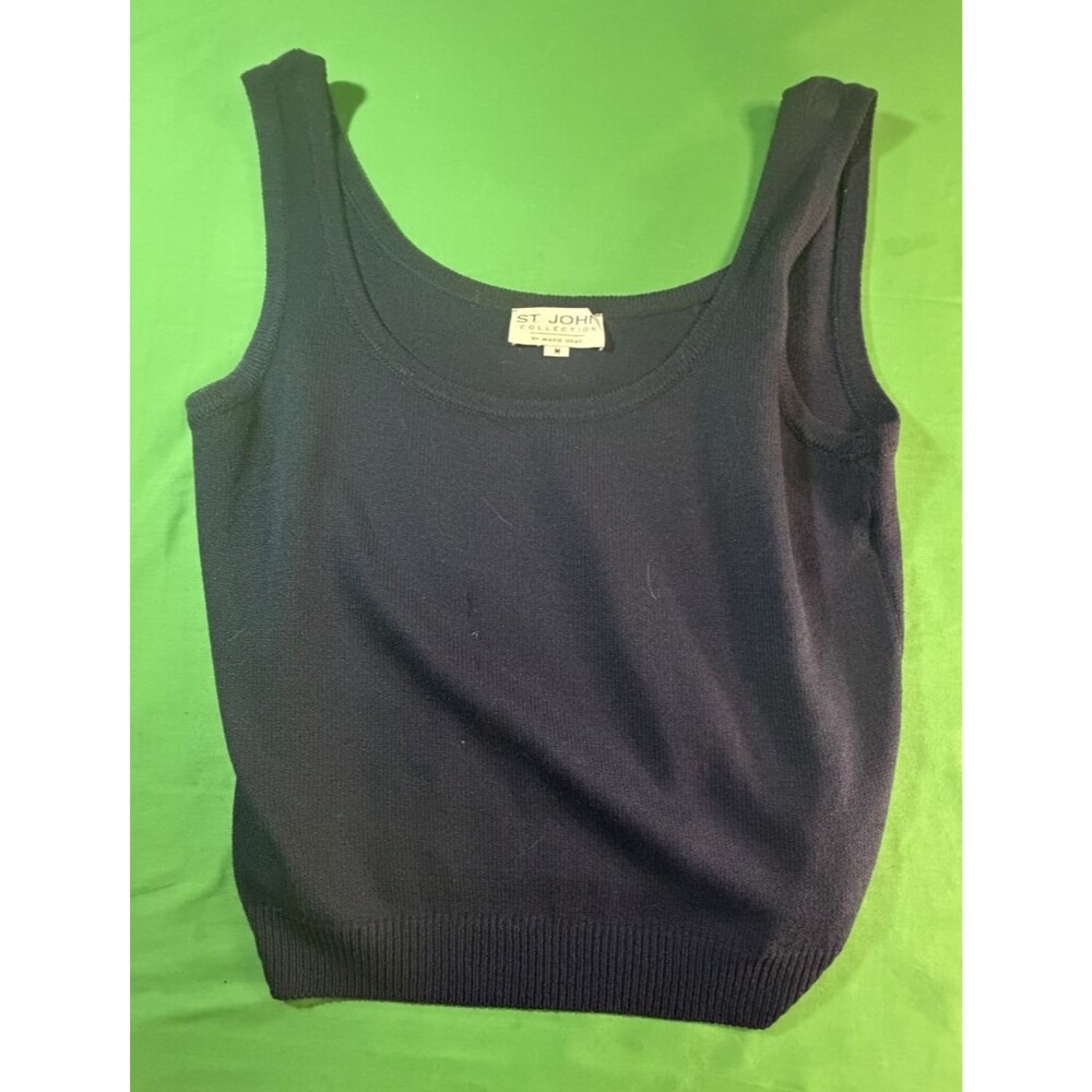 St. John Wool Blend Knit Tank Top Black Women’s Size Medium M